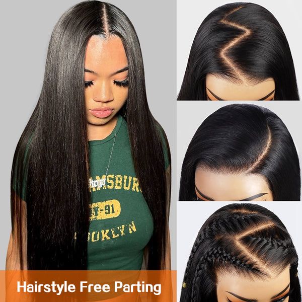 Real Raw Human Hair Straight Wig 13x4 13x5 13x6 Lace Front Wig 200% Density Transparent Lace Pre Plucked Frontal Wig