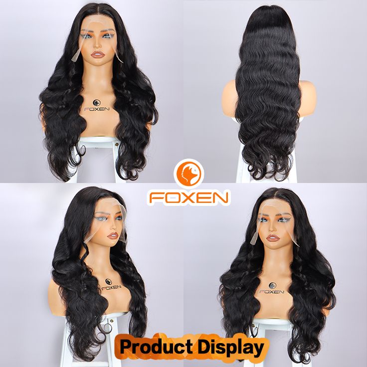 Foxen New Human Hair 4*4/5*5 Body Wave Closure Wigs Pre Plucked Hairline