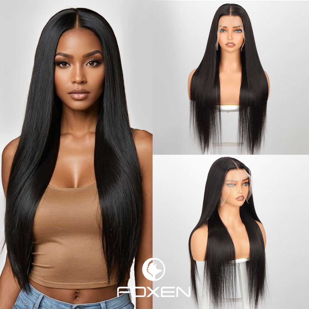 Foxen Human Hair Wig 4x4/5x5 Lace Closure Wig Straight Closure Wig Bleached Knots Match All Skin Tones 