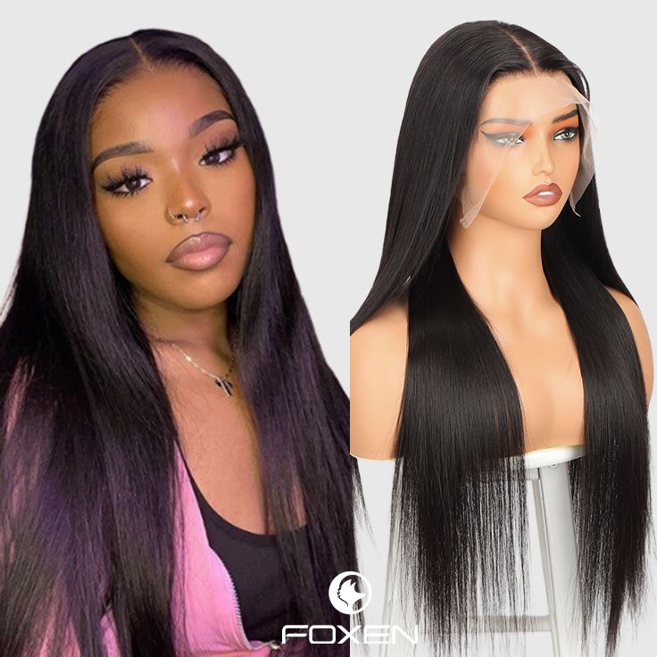 Foxen Raw Human Hair Wig 4x4/5x5 Lace Closure Wig Straight Wig Bleached Knots with Baby Hair