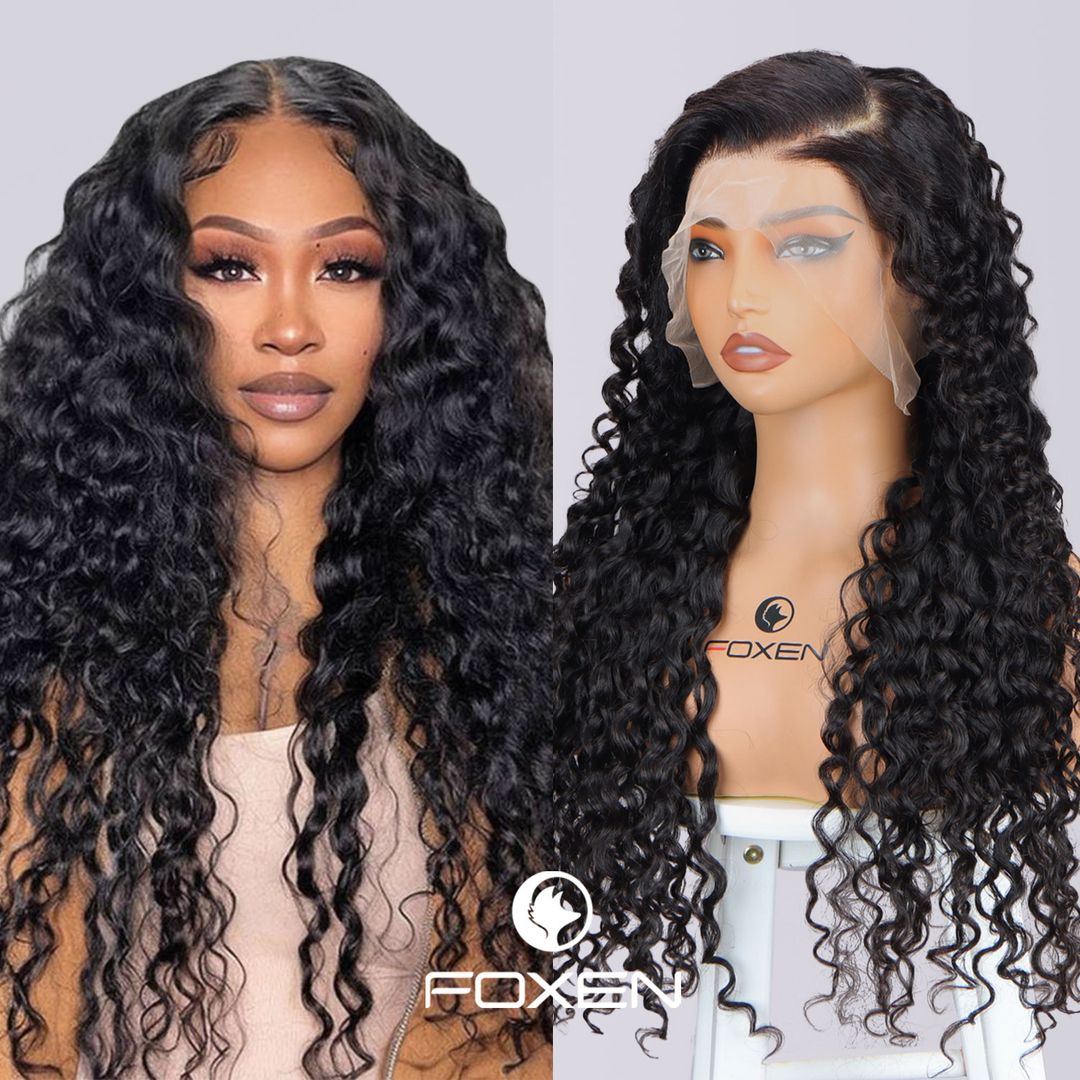 Foxen Raw Human Hair Water Wave Wig 4*4/5*5 Lace Closure Wigs for Women