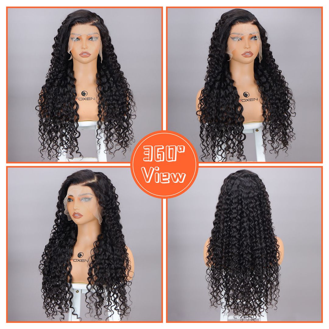 Foxen Raw Human Hair Water Wave Wig 4*4/5*5 Lace Closure Wigs for Women