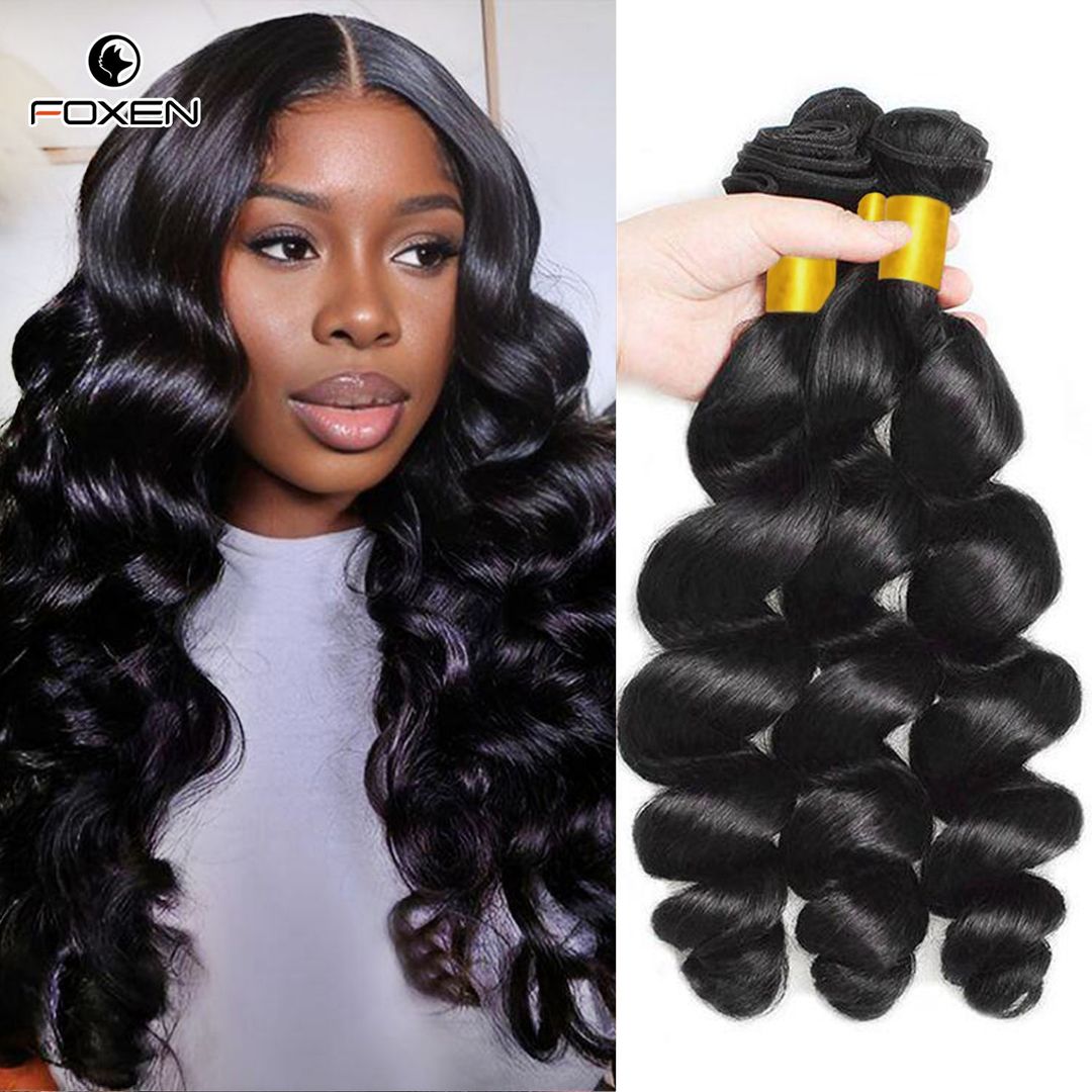 100% Raw Human Hair Loose Wave Bundles Virgin Loose Wavy 3 Bundles Natural Color