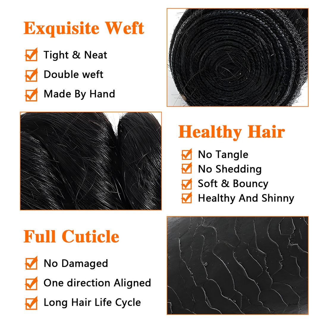 100% Raw Human Hair Loose Wave Bundles Virgin Loose Wavy 3 Bundles Natural Color