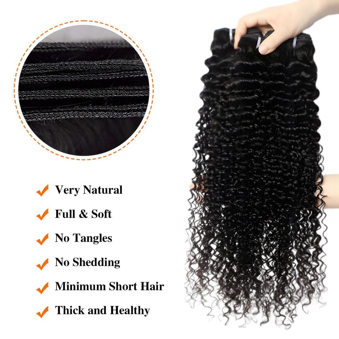 Curly Wave Bundles Virgin Human Hair 3 Bundles Extensions Weave Natural Color For Women