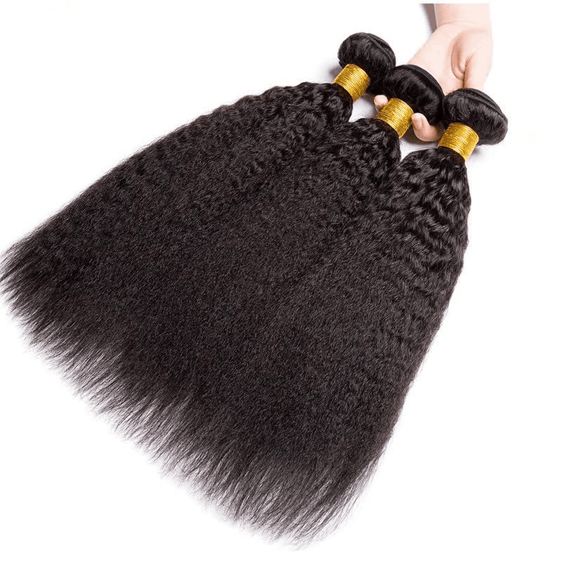 Foxen Human Hair Kinky Straight Bundles 3 Bundles Natural Black Raw Human Hair for Black Women