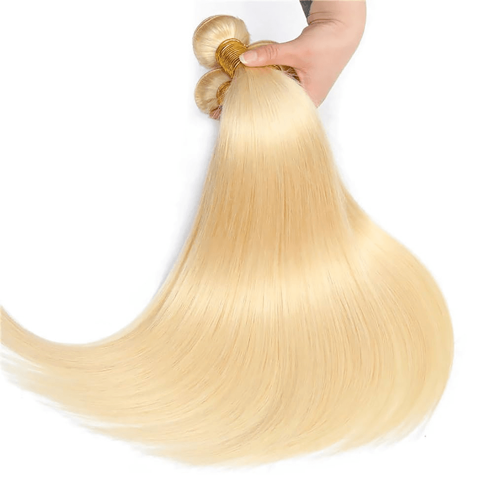 Foxen 613 Blonde Human Hair 3 Bundles Straight Hair Bundles Hair Extensions Weave