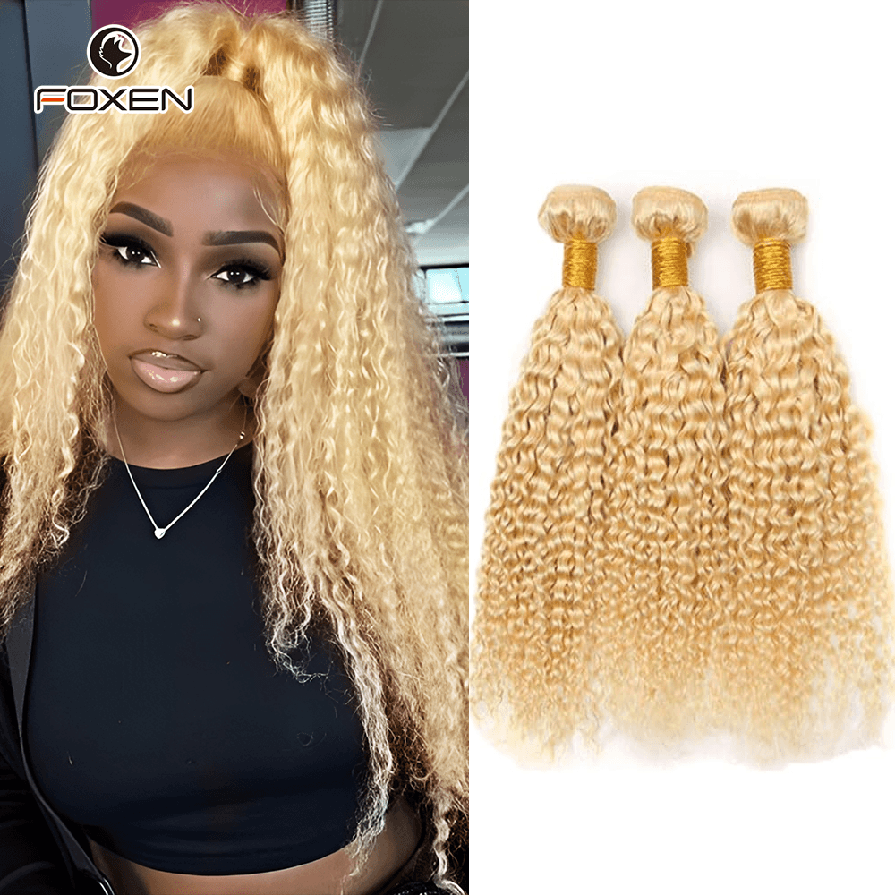 Foxen 613 Blonde Water Wave Bundles Virgin Human Hair 3 Bundles Real Human Hair Extensions