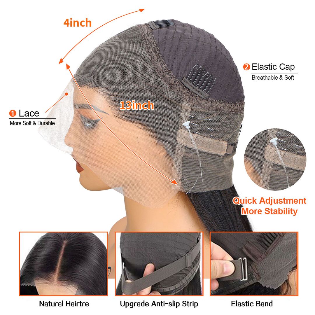 Foxen 360 lace wig 180% Density Straight Human Hair Glueless Wigs for Beginner