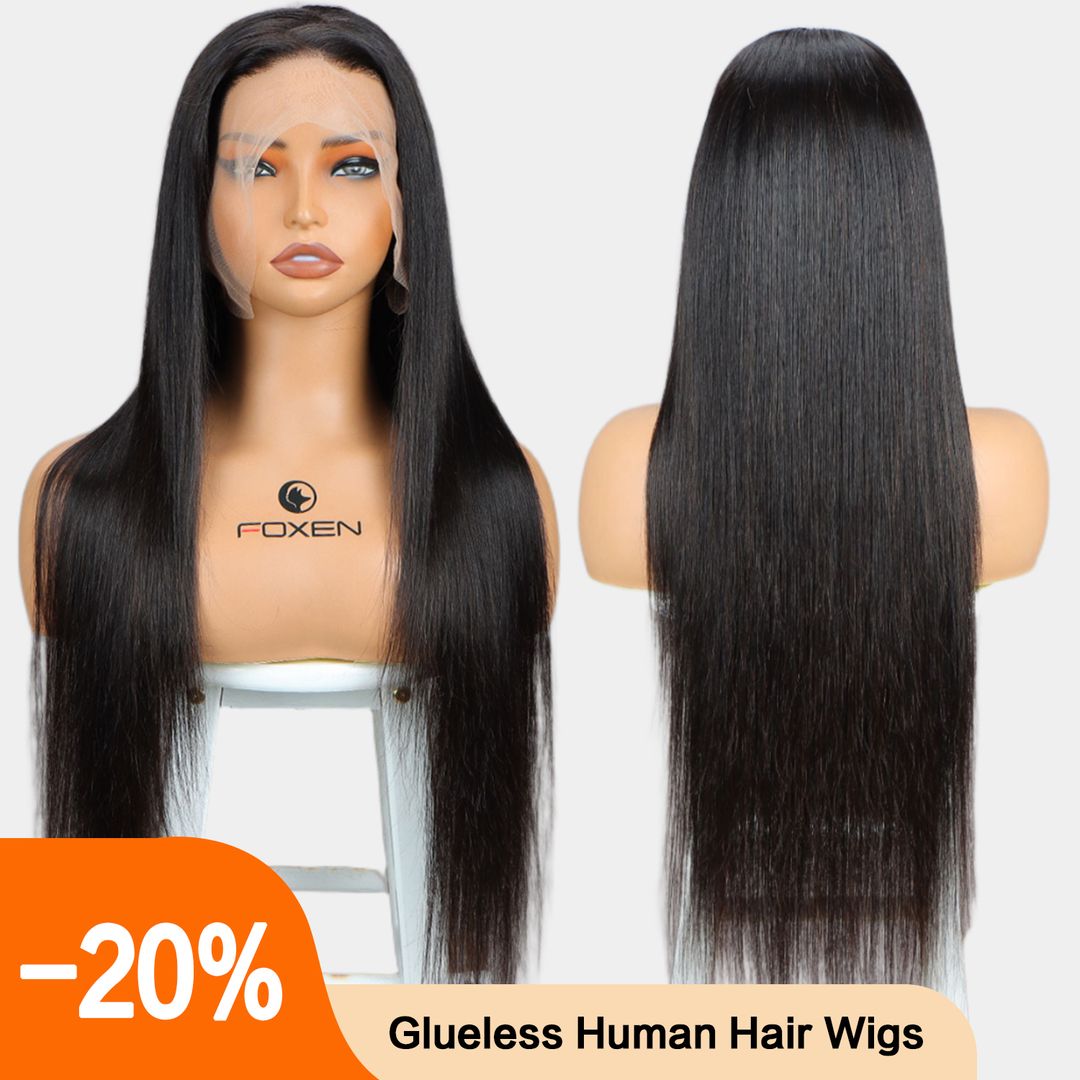 Foxen Glueless Wigs Real Human Hair Straight Lace Front Wigs Human Hair for Women