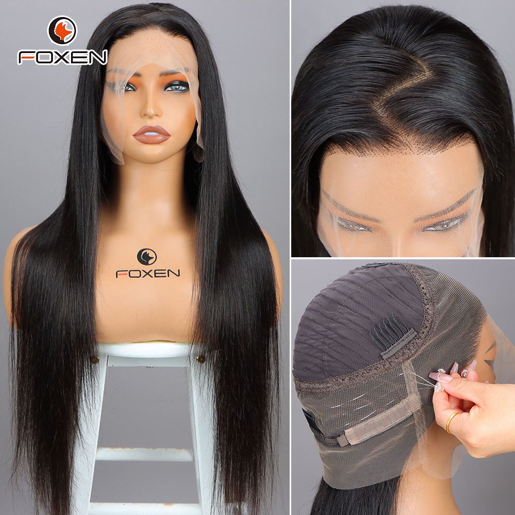 Foxen 360 lace wig 180% Density Straight Human Hair Glueless Wigs for Beginner