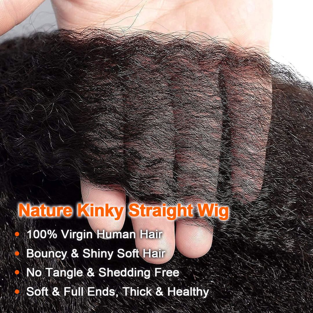 Foxen Virgin Human Hair Kinky Traight假发13*5蕾丝前头发假发