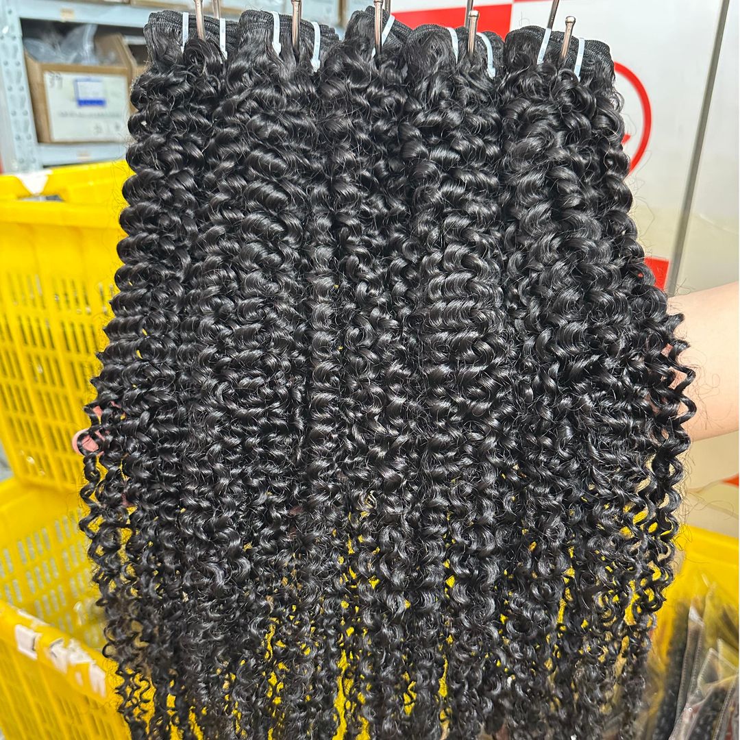 Foxen Wholesale Human Hair 4 Bundles Natural Black French Wave Curly Hair Bundles