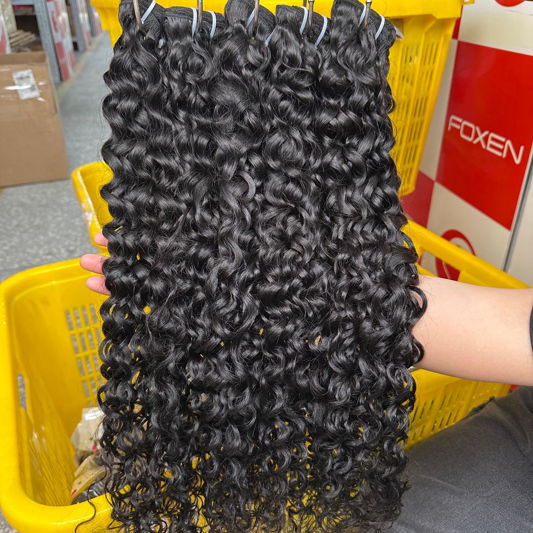 Factory New Arrival 100% Remy Hair Bundles 12A Natural Black Water Wave 4 Hair Bundles
