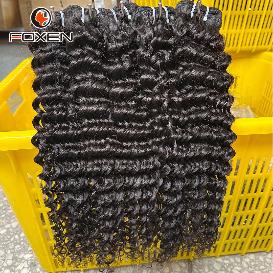 Foxen 4 Burmese Curly Human Hair Bundles 12A  Human Hair Curly Bundles