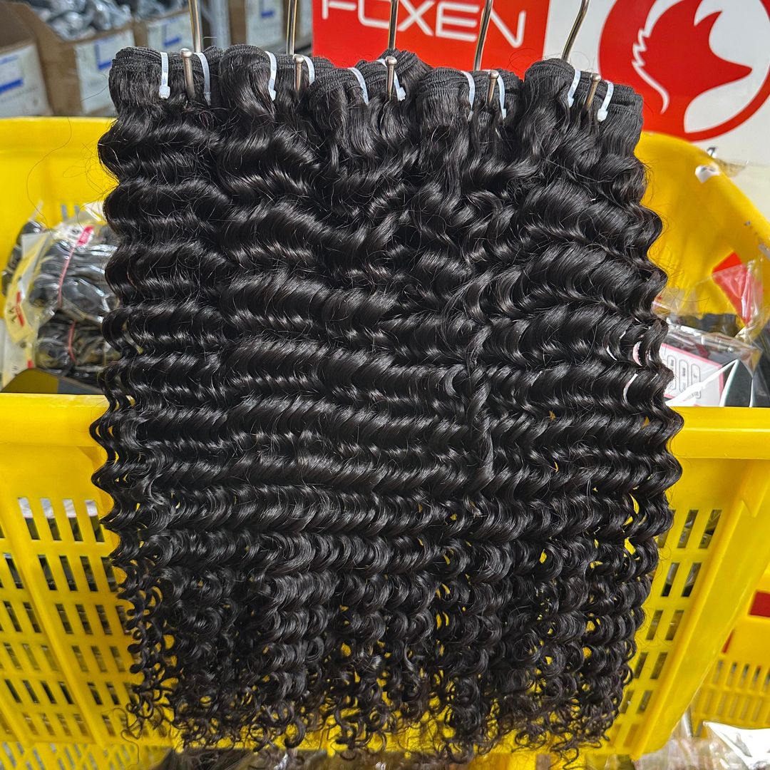 Foxen 4 Burmese Curly Human Hair Bundles 12A  Human Hair Curly Bundles