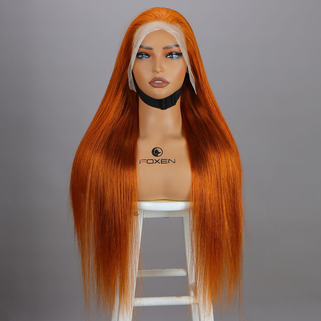 Foxen Special Sale 350# Ginger Orange Wigs 180% Density Human Hair Straight Wigs