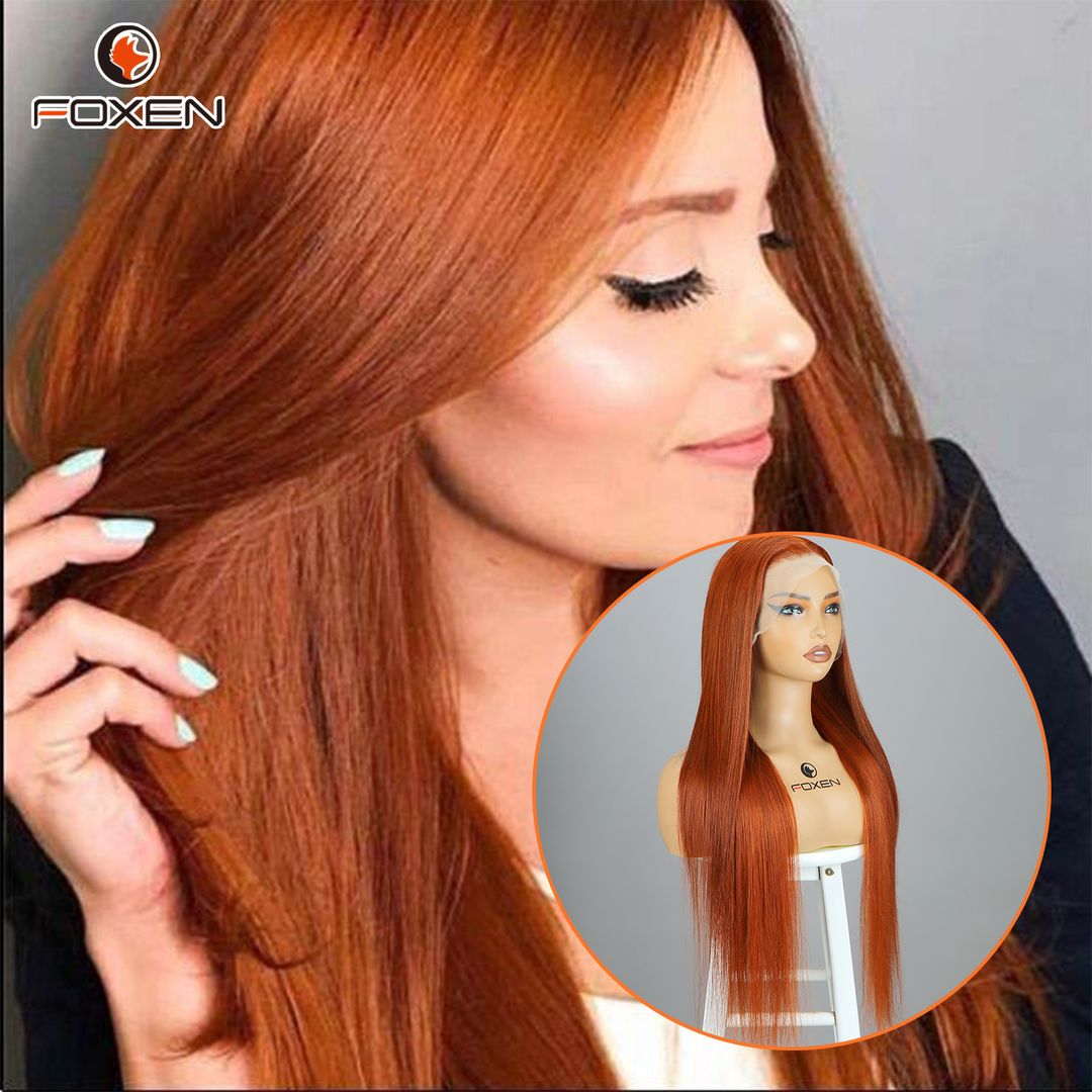 Foxen Reddish Brown Wig Colored Straight Cosplay Wig 13*5 Lace Frontal Human Hair Wigs