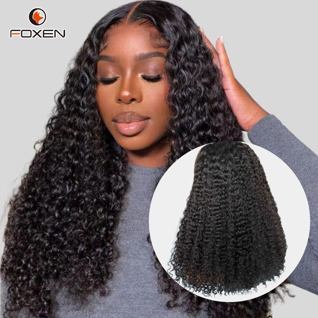 Foxen Human Hair Burmese Curly Wigs 13*5 Lace Frontal Wigs 180% Density Curly Hair Wigs