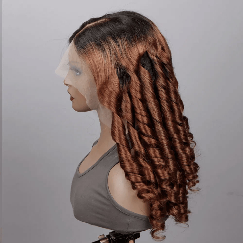 Foxen Hair New T1B-33 Highlight Curly Hair Wigs 13*6 Lace Front Human Hair Wigs