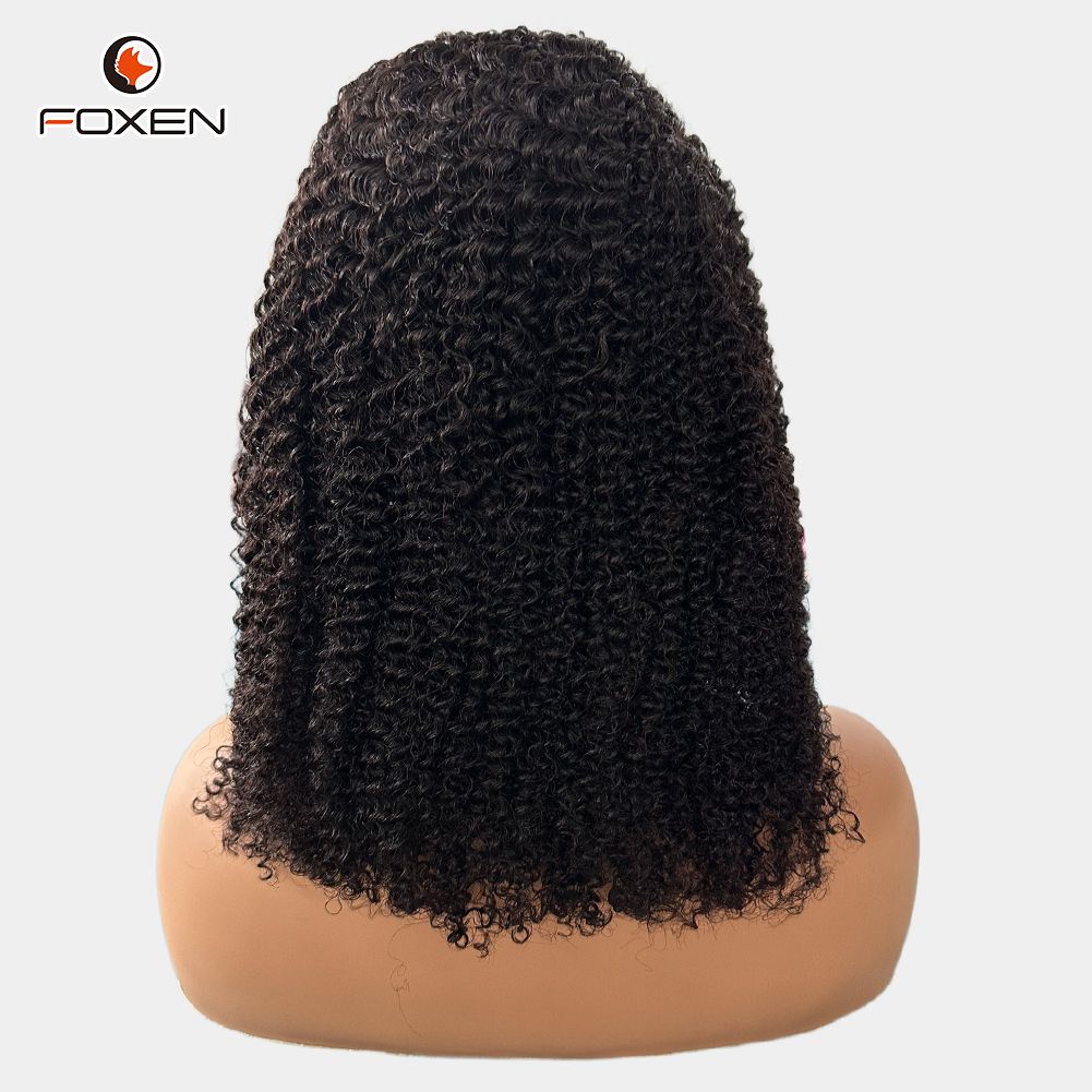 Foxen Raw Human Hair Hair Hair Burly Bob Wig免费送货工厂直接销售