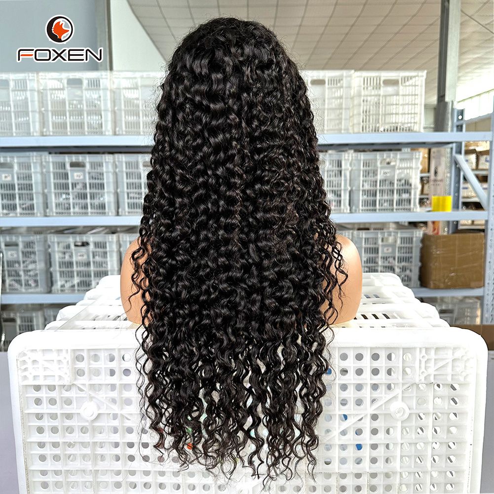 Foxen New 360 Lace Water Wave Wig，可调节的束带无玻璃安全固定
