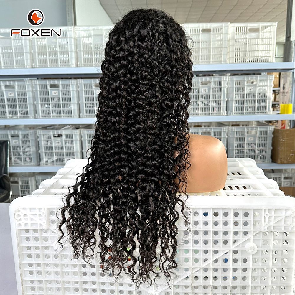 Foxen New 360 Lace Water Wave Wig，可调节的束带无玻璃安全固定