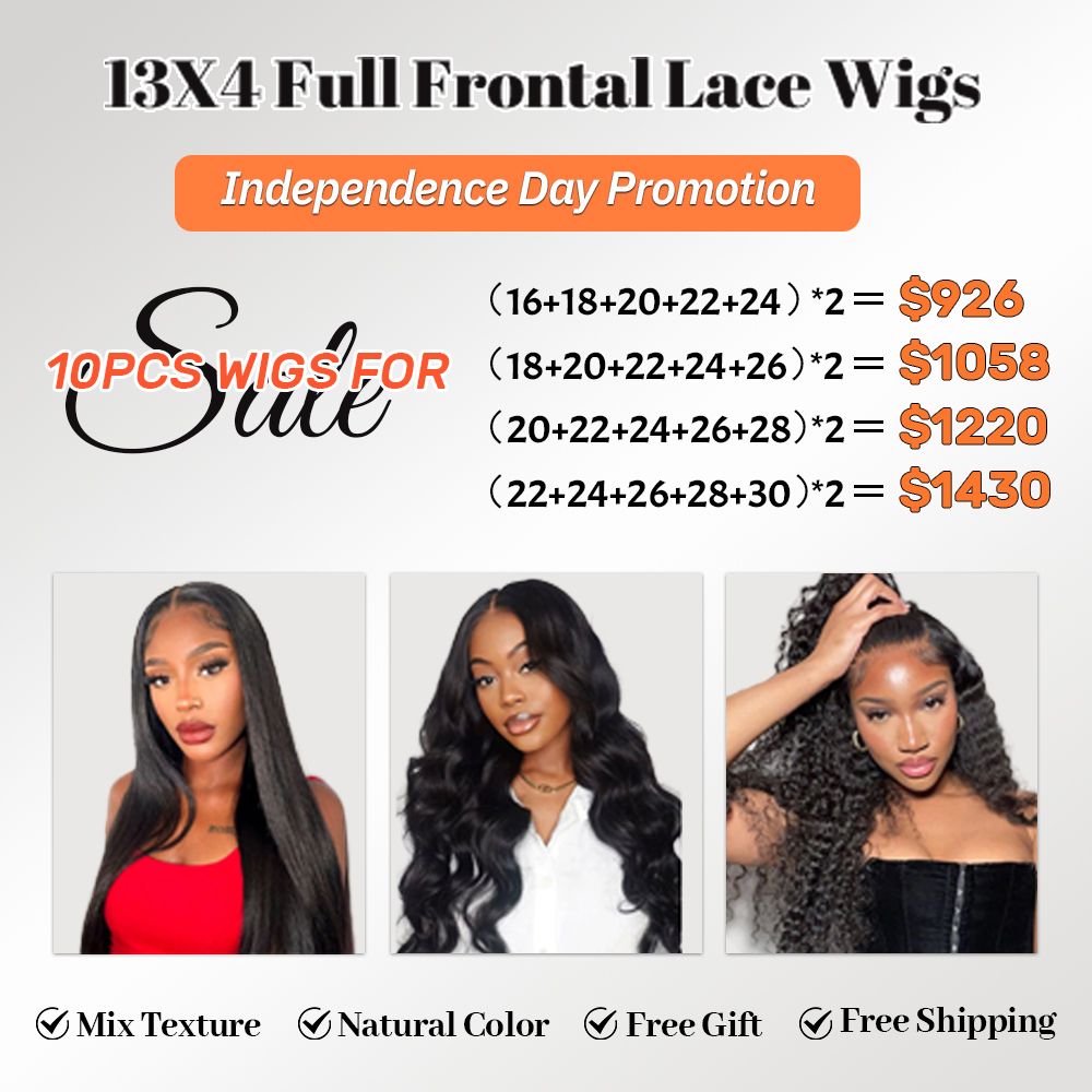 Foxen Human Hair Lace Front Wig 180% Density 13*4 Full Frontal Wigs 10pcs for Wholesale