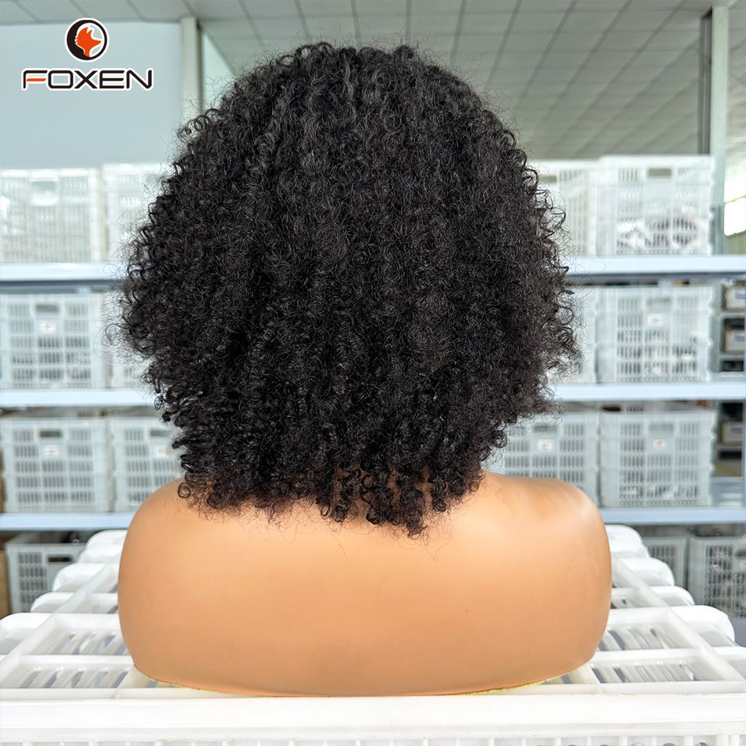 Foxen Factory Human Hair Half Wigs 3/4 Mechanism Afro Curly Hairstyle for Women
