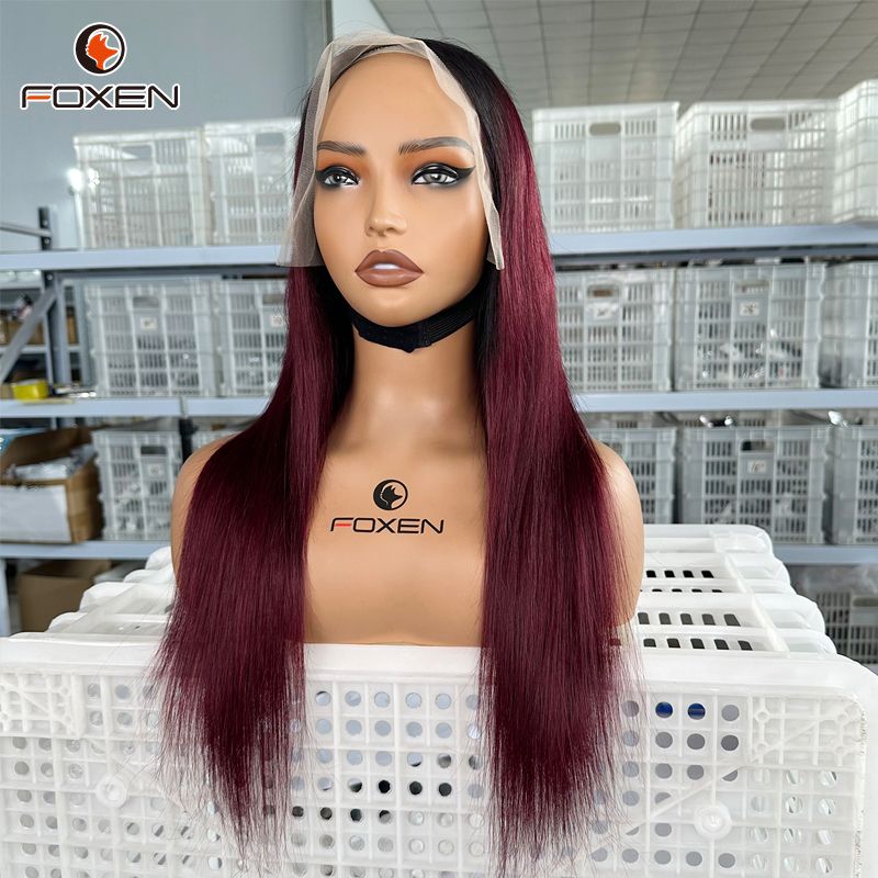 Foxen Straight Hair Wigs 13*6 Lace Front T1B/99J Ombre Color Wigs for Fashion