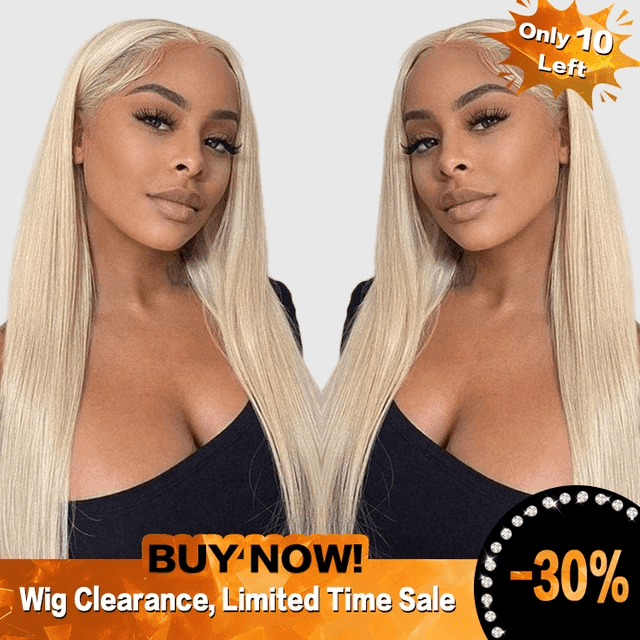 Foxen Human Hair Blonde 613 Straight Wig 13x4 Transparent Lace Front Wigs 180% Density Natural Pre Plucked
