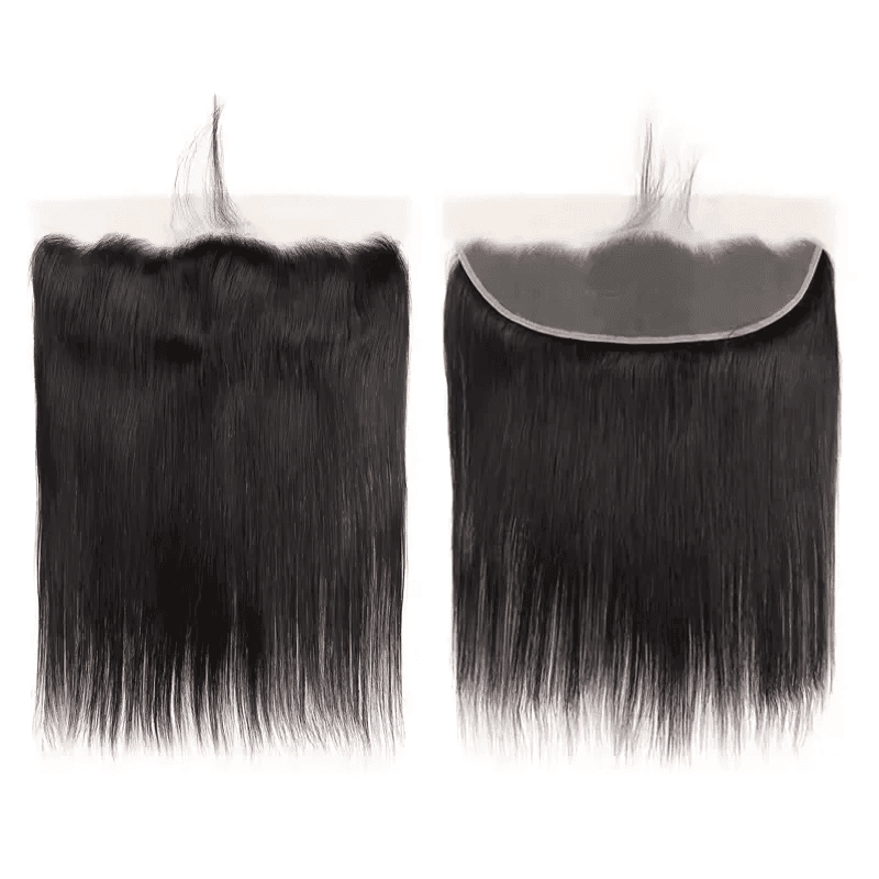 13x5 Lace Frontal 100% Raw Human Hair With Bangs Baby Hair Natural Color Any Texture