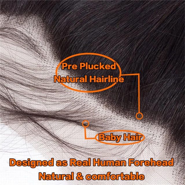 Foxen Human Hair Lace Frontal 13*4 Water Wave Transparent Lace Front Natural Black