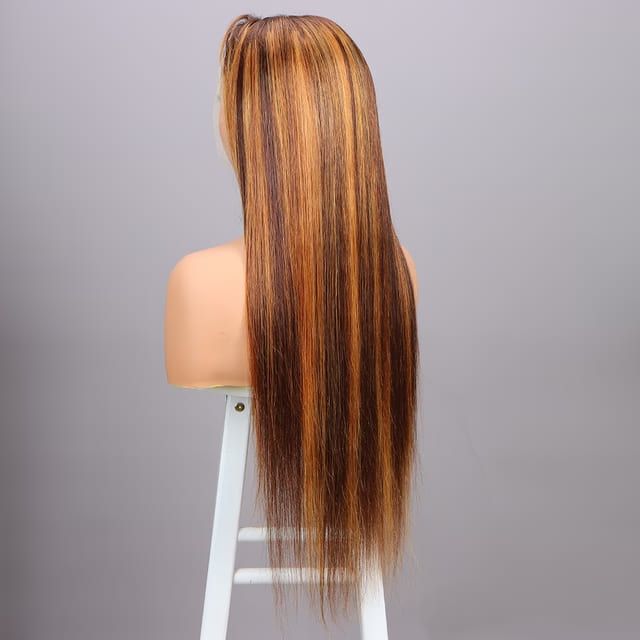 Foxen Ombre Highlight P4/30 Human Hair Wigs 13x6 Lace Front Wigs Straight Hair Wigs