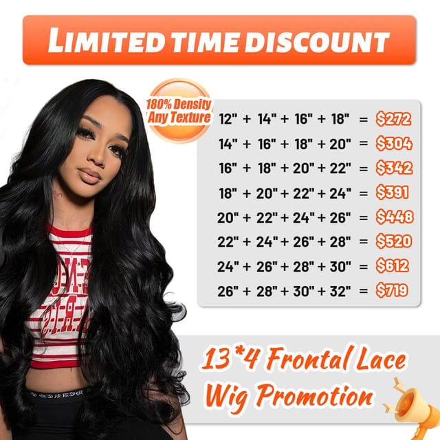 Clearance Wigs Deal 13x4 Lace Front Wigs 180% Density Any Length & Texture for Women