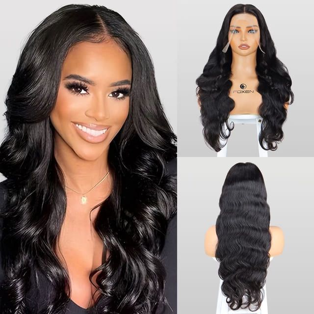 Luxury Raw Human Hair 4*4/5*5 Closure Wigs Foxen Body Wave Wigs for Black Women
