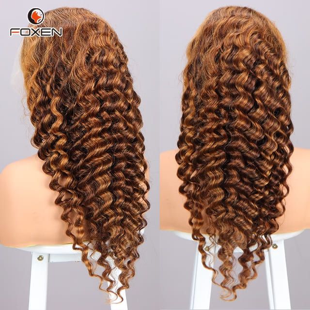 Wholesale Virgin Hair 13×5 Lace Wig Deep Wave P4/30 Ombre Color Curly Hair Wigs