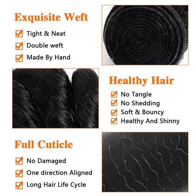 100% Raw Human Hair Loose Wave Bundles Virgin Loose Wavy 3 Bundles Natural Color