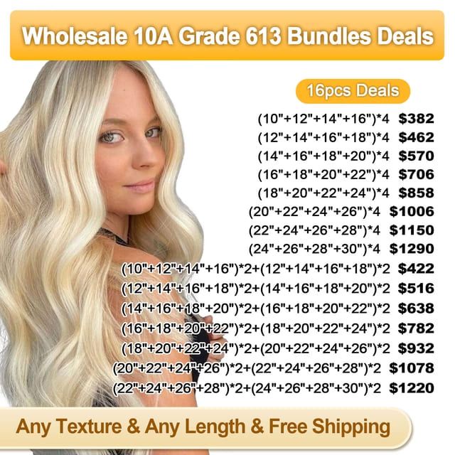 Factory Directly Sale Any Texture 10A Grade 613 Human Hair Bundles for Wholesale
