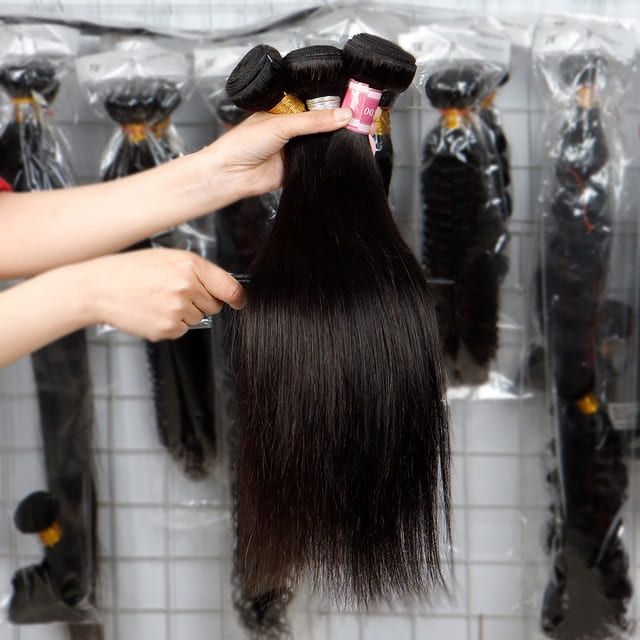 Premium Human Hair Bundles 100% Unprocessed Virgin Raw Human Hair 3 Straight Bundles Weave Natural Black