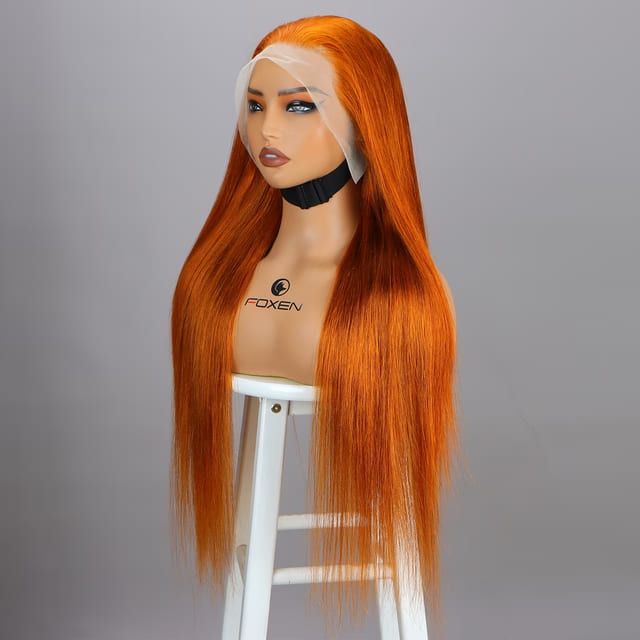 Foxen Special Sale 350# Ginger Orange Wigs 180% Density Human Hair Straight Wigs