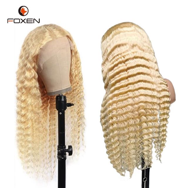 Foxen 613 Lace Front Wig Deep Wave Frontal Wigs 100% Brazilian Virgin Hair