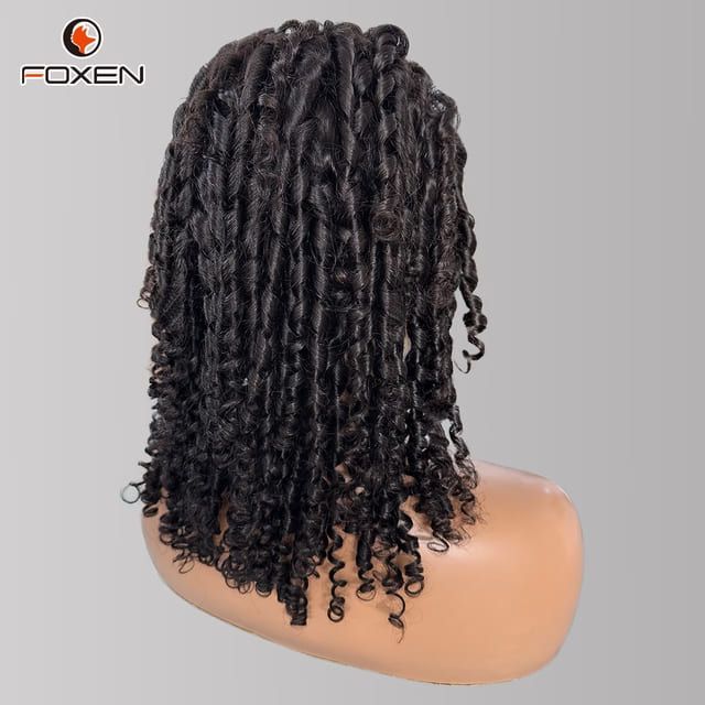 Foxen Pixie Curly Hair Wigs Natural Black Human Hair 4*4 Lace Closure Curly Wigs