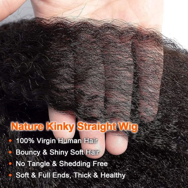 Foxen Kinky Straight Lace Front Wigs 13*4 Transparent HD Lace 100% Virgin Human Hair