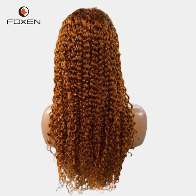 Factory Custom Human Hair Wigs 13*4 Lace Front 350# Ginger Color Jerry Curly Hair Wigs