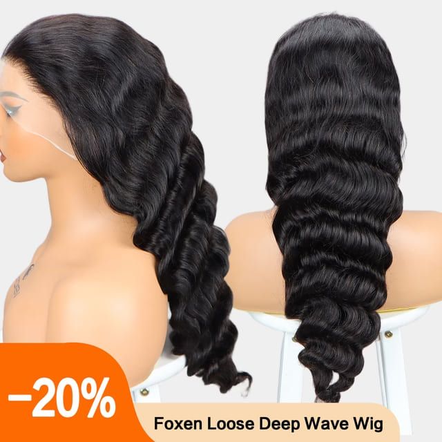 Foxen New Arrival Loose Deep Wave Lace Frontal Wigs High Density Human Hair Wig