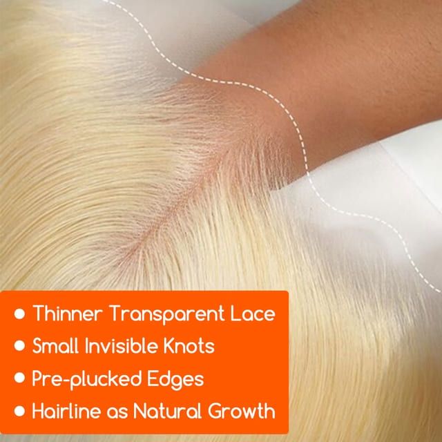 613 Lace Front Wig Human Hair 200 Density Straight Blonde 613 Transparent Lace Front Wig with Baby Hair