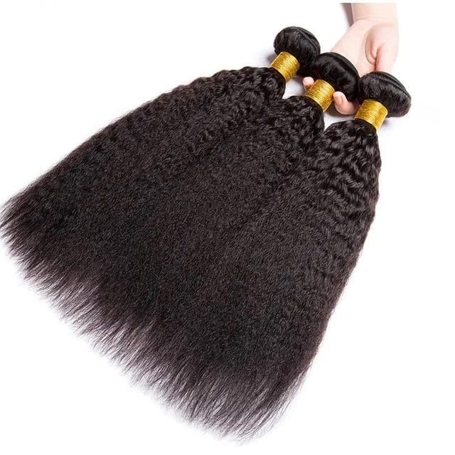 Foxen Wholesale Kinky Straight Hair 3 Bundles Brazilian Hair Natural Black Color