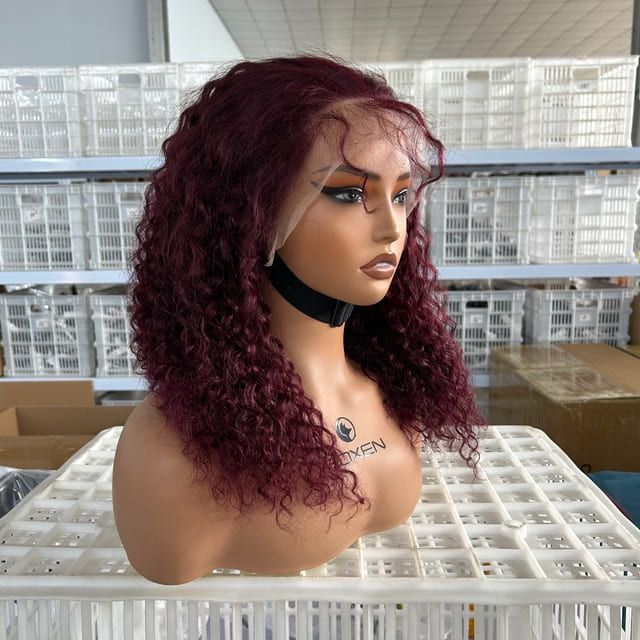 Wholesale 99J Pixie Curly Wigs 13x6 Lace Front Virgin Hair Factory Direct Sale (NO MOQ)