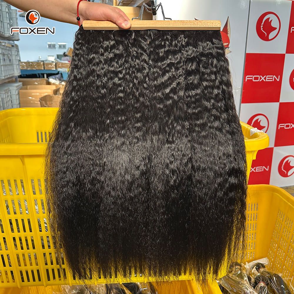 Foxen 12A Grade Raw Human Hair Kinky Straight Bundles for Natural Weave Extensions